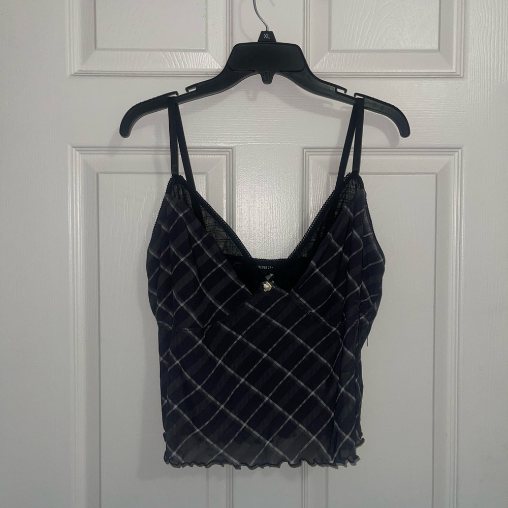Forever 21 Black and Gray Checkered Camisole